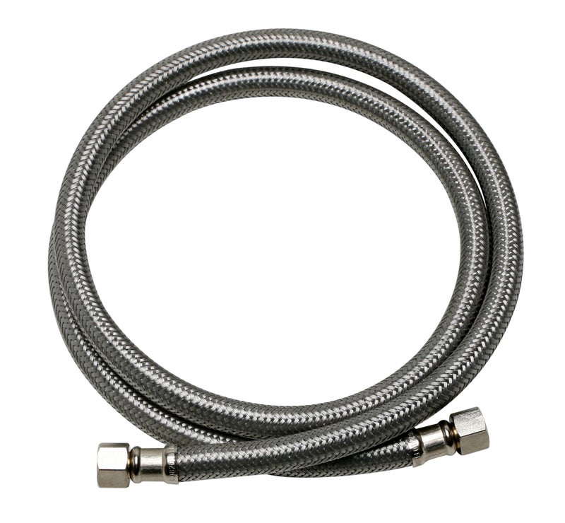 Fluidmaster B6W48 Dishwasher Connector With 3/8-Inch Elbow Fitting, Braided Stainless Steel - 3/8 Female Compression Thread x 3/8 Female Compression Thread, 4 Ft. (48-Inch) Length, 1 Count (Pack of 1) - Image 1